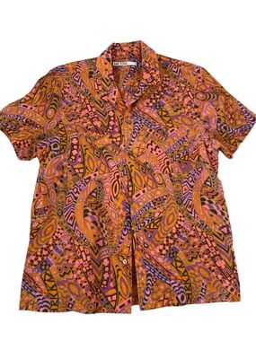 Mr Turk short sleeve button down abstract print mid-century modern sz L